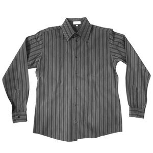 LANCINI Italian made grey and black striped boys shirt Size 14